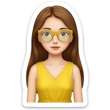 yellow glasses and yellow dressed woman long hair sticker