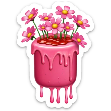 melted pink dripping sauce SPAM MEAT flower bouquet  sticker