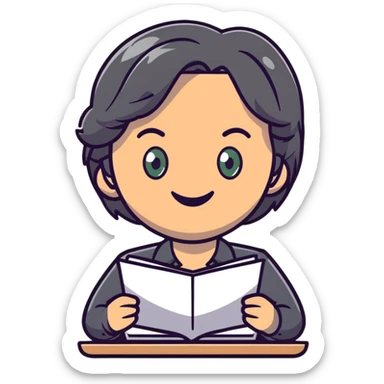 smiling English teacher with airtouch hair and grey-green eyes sticker