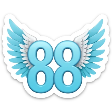 Number cyan sixty-seven with white wings  sticker