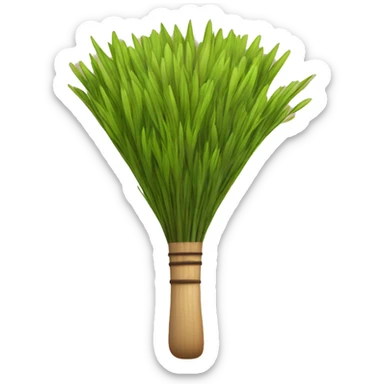 Sauna broom from grass flowers and tree sticker