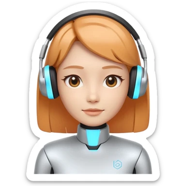 AI Pitch Agent holo-human-like Cyber AI face, warm, calm and friendly. Holographic look.Soft AI face with a listening, welcoming expression, minimal facial lines, calm eyes. Minimalistic presentation screen. sticker