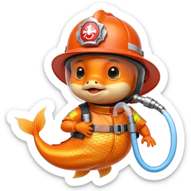 Firefighter goldfish sticker