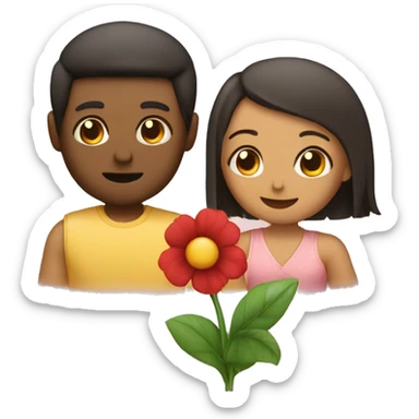 A men have a flower to his female friend  sticker