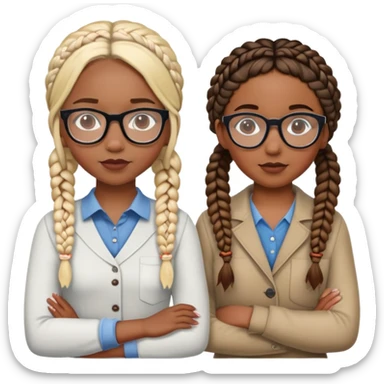 band class with a black girl with bohemian braids and glasses and a white teacher with short blone hair and glasses and another black girl with braids and another medium sized girl with briads and a white girl with red highlights and brown hair sticker