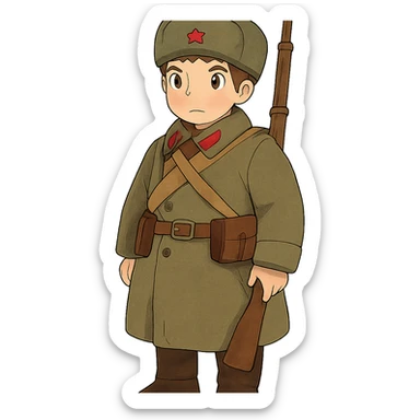 ghibli style Russian soldier sticker