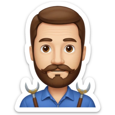 MID AGE MAN WITH LONG HAIR, MOUSTACH AND BEARD sticker