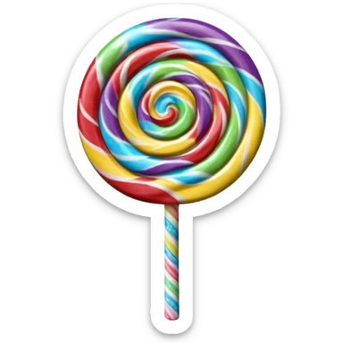 3D render of Lollipop Tree, made entirely of dessert materials, glistening sugar crystal texture, swirled rainbow hard candy top on a white stick, delicious confectionery aesthetic, Apple emoji style, isolated on white background --v 6.0. sticker