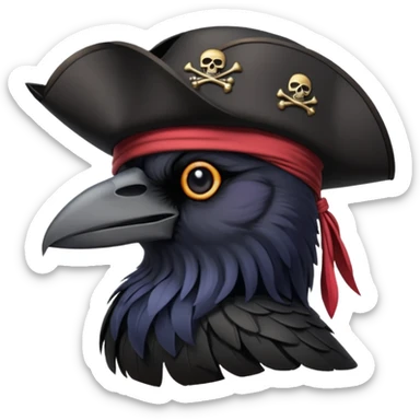 raven with a pirate hat 128.128 sticker