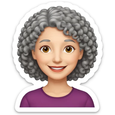 Femme 53 ans cheveux gris frisés  sticker