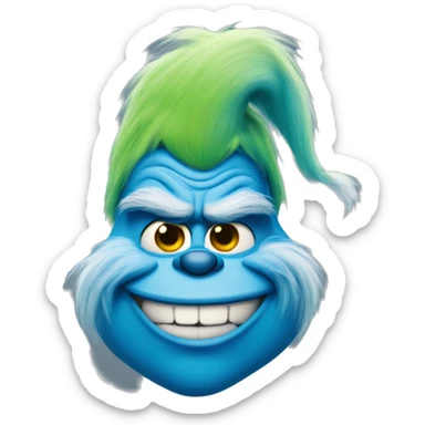 Blue grinch smirking sticker