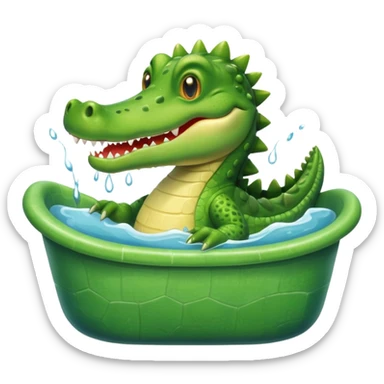 Cute crocodile is showing in the bath tub sticker