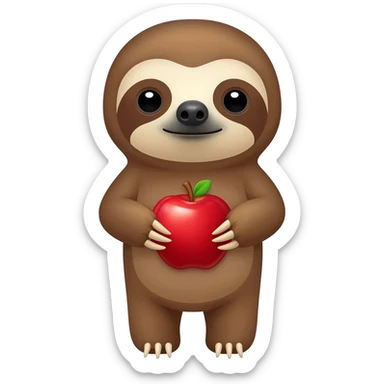 Cute sloth with apple sticker