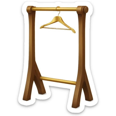Wooden clothes rack with gold metal part  sticker