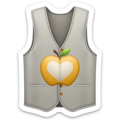 A 3D Apple-style emoji of a simple sleeveless vest (yelek), front view, minimal and clean design, soft fabric texture, neutral colors, cartoon-like and cute style sticker
