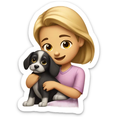 Please create a girl who hugs her pet doggie. The girl has a cute face and so does the doggie. sticker