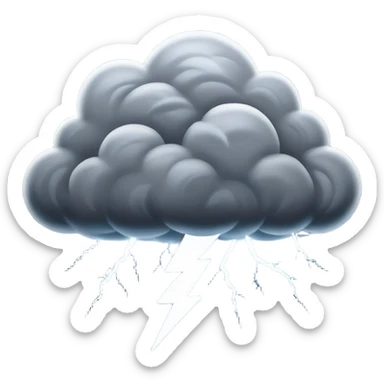 Cinematic Realistic Thunderstorm Emoji, Dark and dramatic, with swirling gray clouds illuminated by occasional flashes of lightning. The air crackles with energy as the storm builds, while heavy rain cascades down in sheets. Soft glowing outline, capturing the essence of power, intensity, and natural fury in a breathtaking thunderstorm! sticker