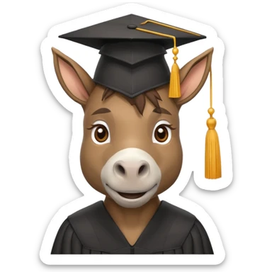 Smart ass donkey with graduation cap sticker