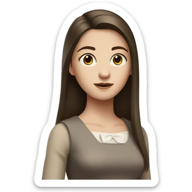 Beautiful teenage girl with white skin and long straight brown hair and brown eyes in a classic dress. sticker