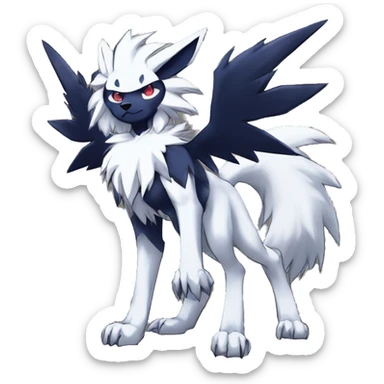 Edgy Cool Anthro Absol-Lycanroc Midnight Form-Pokémon Full Body sticker