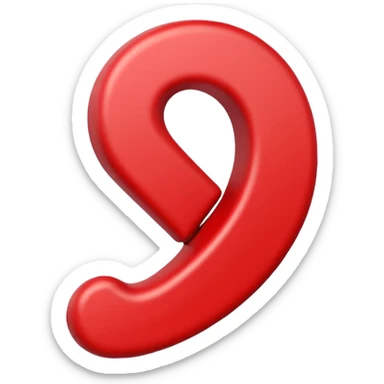 Generate a high-quality 3D cartoon-style emoji of a red question mark, smooth gradient colors, rounded and cute appearance, simple white background, high-resolution.
 sticker