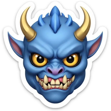 blue oni with black eye ball and gold iris sticker
