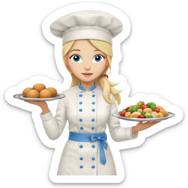 Full body 
Sexy Long Blonde hair blue eyed female chef sticker