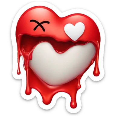 A melting red heart with kiss 💋 emoji sticker