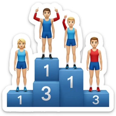 show people on podium in first, second and third place.  The podium should be labled 2, 1, 3.  The middle position should only have the number 1 sticker