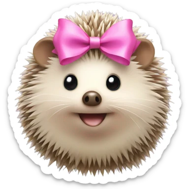hedgehog with a pink bow sticker