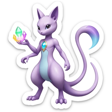 Anthro Sona Colorful Godly Celestial Shiny Mewtwo-Fakemon Fantasy Creature Full Body sticker