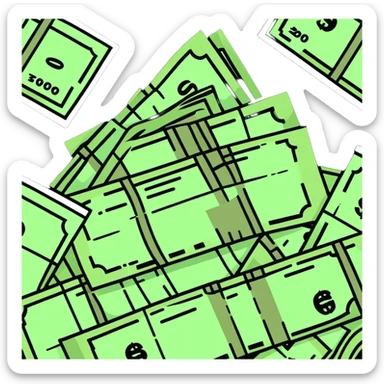 mountain of cash money bills sticker