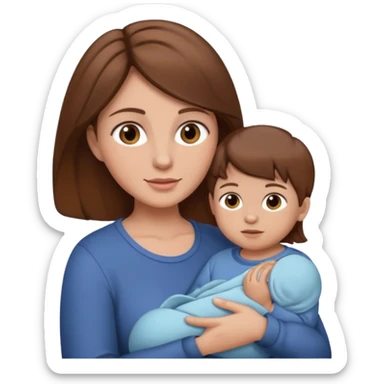 Mother holding infant brown hair fair skin sticker