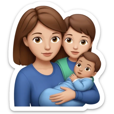 Mother holding infant brown hair fair skin sticker