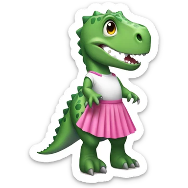 dinosaur wearing a pink skirt sticker