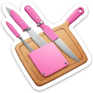 a cutting board with pink knife in pocket sticker
