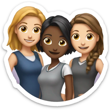 Three girl friends students  sticker