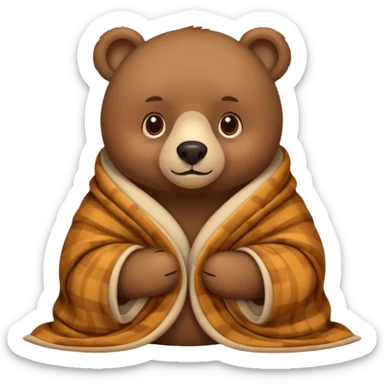 Bear cozy in blanket sticker
