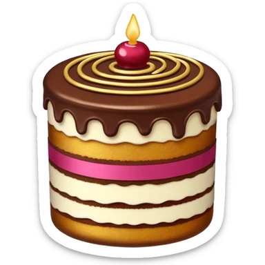A layered small jar of cake that is gold outline black background  sticker