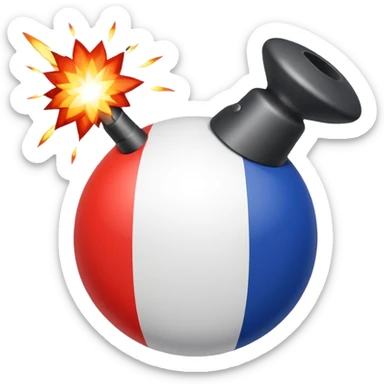 French flag emoji combined with bomb emoji and explosion effect sticker