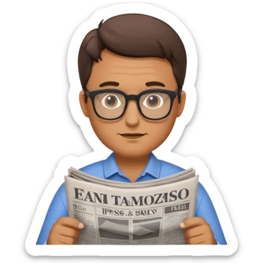 man Folding newspaper sticker