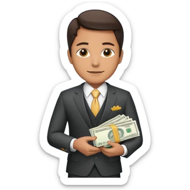 CEO with money in his hands donating to a hospital sticker