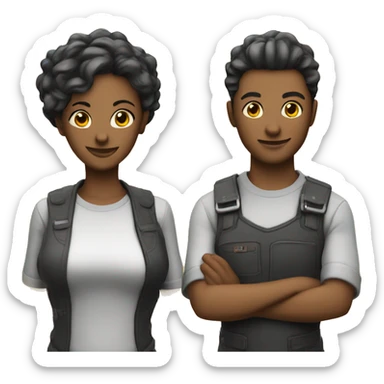 satisfactory video game and Factory game worker headshot still sticker