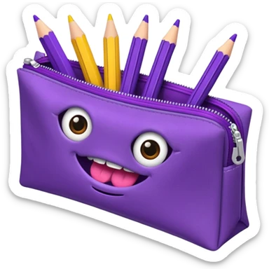 Pencil pouch with zipper mouth sticker