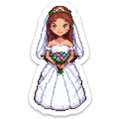 A bride with brown hair sticker