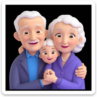 elderly couple acting flirtatious and affectionate, realistic 3D style, warm lighting, joyful expressions sticker