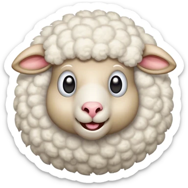 Cinematic Comical Sheep Portrait Emoji, Head tilted dramatically with an exaggeratedly amused expression, featuring a strikingly fluffy white fleece with a quirky pattern and wide, expressive eyes filled with playful disbelief, Simplified yet hilariously expressive features, highly detailed, glowing with a slightly sassy glow, high shine, dramatic yet playful, stylized with an air of cheeky mischief, bright and endearing, soft glowing outline, capturing the essence of a spirited and over-the-top sheep, so meme-worthy it feels like it could baa its way into internet fame instantly! sticker