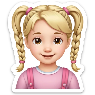 Little girl with pigtails and a cute smile sticker