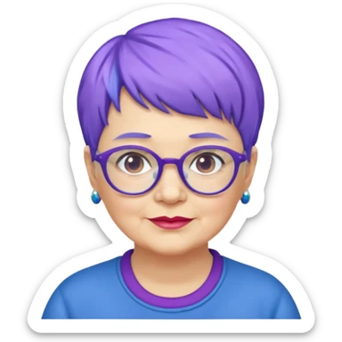 mujer muy mayor un poco gorda pelo azul o morado pixie cut  sticker
