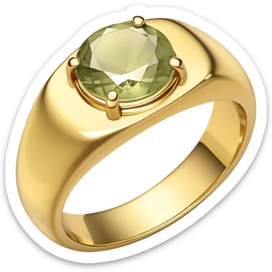 A ring with a pale olive stone sticker